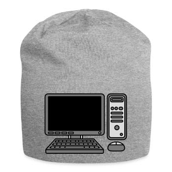 Computer Keyboard Mouse Screen - Jersey Beanie - heather grey - Front