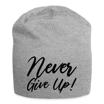 Never Give Up! - Jersey Beanie - heather grey - Front