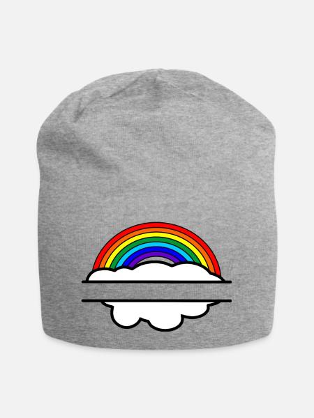 Regenbogenwolken-Namensbanner - Jersey-Beanie - Grau meliert