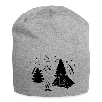 Tent starry sky in forest - Jersey Beanie - heather grey - Front