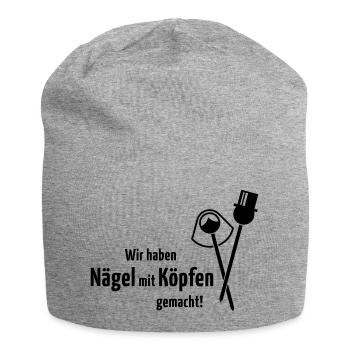 Wir Haben Nägel Mit Köpfen Gemacht! Hochzeit Black - Jersey-Beanie - Grau meliert - Vorne