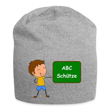 Einschulung ABC Schütze - Jersey-Beanie - Grau meliert - Vorne