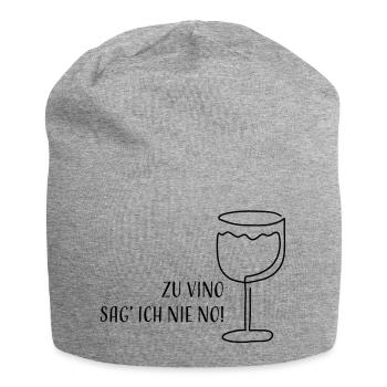 Zu Vino sag' ich nie No! | Weinglas Skizze Spruch - Jersey-Beanie - Grau meliert - Vorne