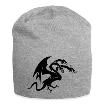 Dragon 3 Head - Jersey Beanie - heather grey - Front
