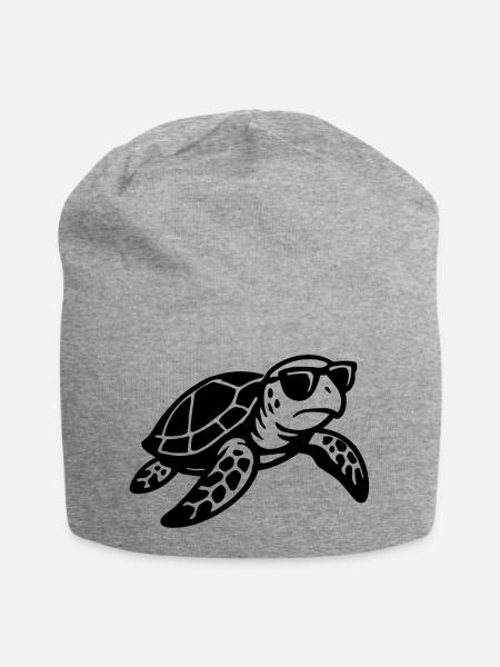 Detaillierte Schildkröte Sonnenbrille Illustration - Jersey-Beanie - Grau meliert