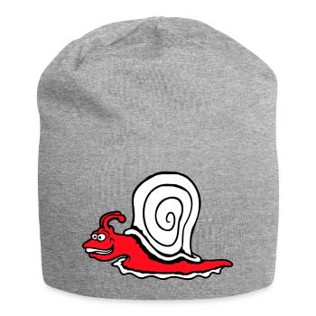 Schnecke Schnell Kriechen Lustig Cartoon Raserei - Jersey-Beanie - Grau meliert - Vorne