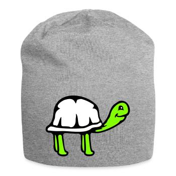 Turtle long neck smiling happy funny - Jersey Beanie - heather grey - Front