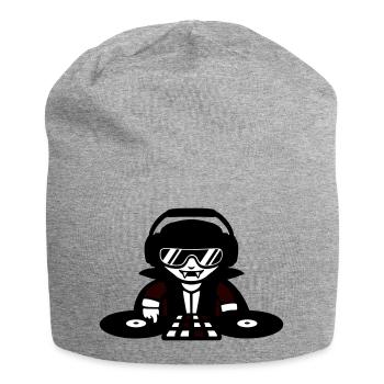 Vampir DJ legt auf mit Mischpult und Plattenteller - Jersey-Beanie - Grau meliert - Vorne