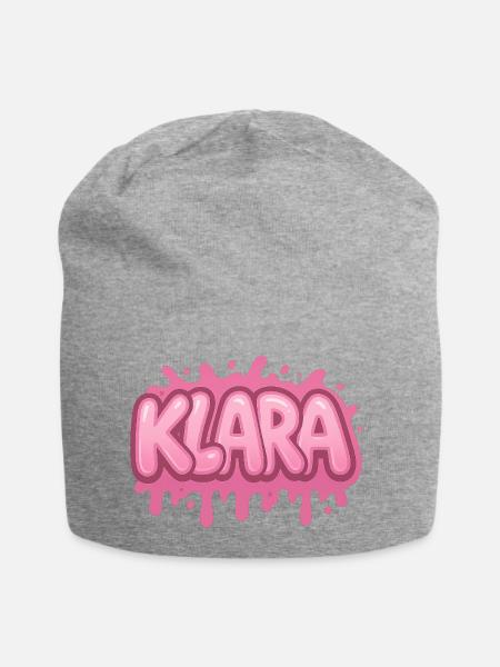 Graffiti-Name KLARA, ideales Geschenk zum Ausdrucken - Jersey-Beanie - Grau meliert
