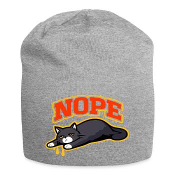 Nope Cat Lounging Meme - Jersey Beanie - heather grey - Front