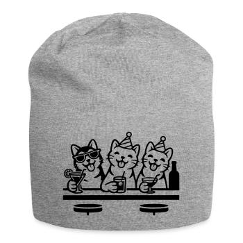 Party Katzen Kater Bar Trinken - Jersey-Beanie - Grau meliert - Vorne