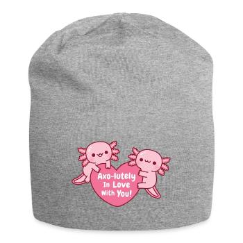 Adorables axolotls Axo-litely amoureux de toi (jeu de mots) - Bonnet en jersey - gris chiné - Devant