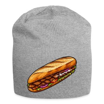 Baguette sandwich illustration - Jersey Beanie - heather grey - Front