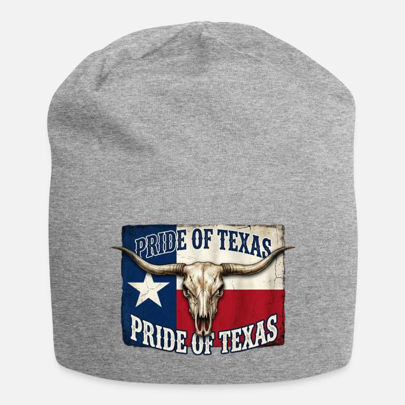 Texas Pride Hörner-Schädel - Jersey-Beanie - Grau meliert