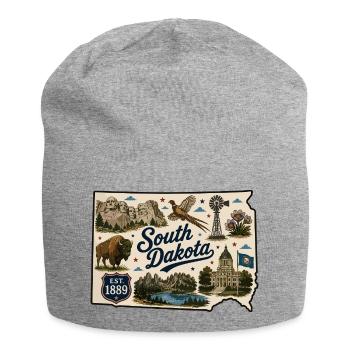 South Dakota Mount Rushmore Vintage Sticker - Jersey Beanie - heather grey - Front