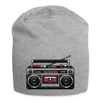 Retro Boombox Graphic - Jersey Beanie - heather grey - Front