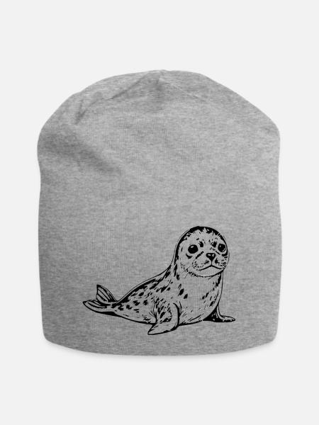 Seehund Robbe Nordsee Geschenk - Jersey-Beanie - Grau meliert