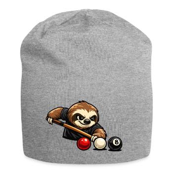 Faultier beim Billard – Entspanntes Spielmotiv - Jersey-Beanie - Grau meliert - Vorne