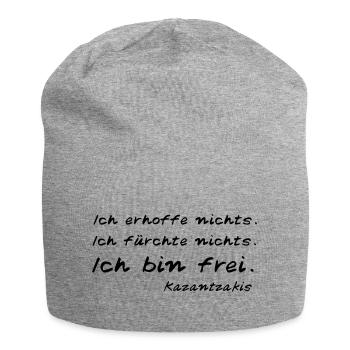 Kazantzakis - Ich bin frei! - Jersey-Beanie - Grau meliert - Vorne