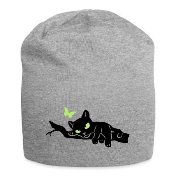 Panther auf Ast - Jersey-Beanie - Grau meliert - Vorne