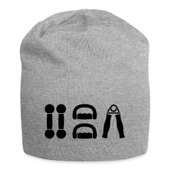 gym dumbell sport - Jersey Beanie - heather grey - Front