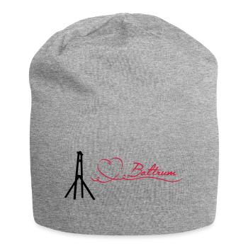 Baltrum mit Inselkirchturm - Jersey-Beanie - Grau meliert - Vorne