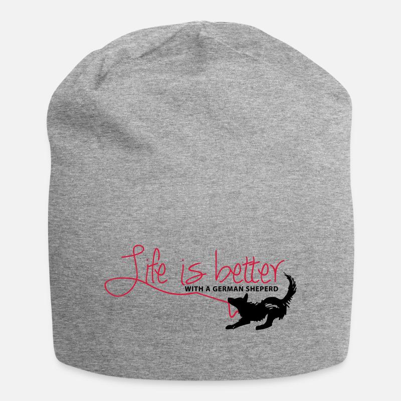 Life is better with a german sheperd! - Jersey-Beanie - Grau meliert