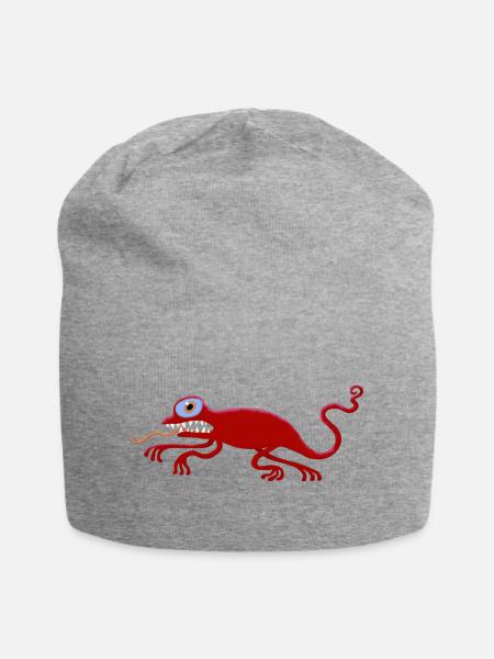 ulkige Echse-rot - Jersey-Beanie - Grau meliert
