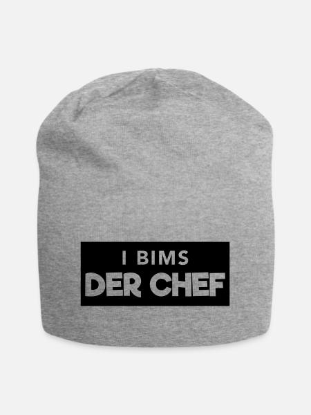 i bims der Chef - Jersey-Beanie - Grau meliert