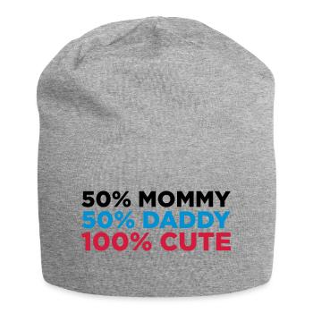 50% Mama. 50% Papa. 100% niedlich! - Jersey-Beanie - Grau meliert - Vorne
