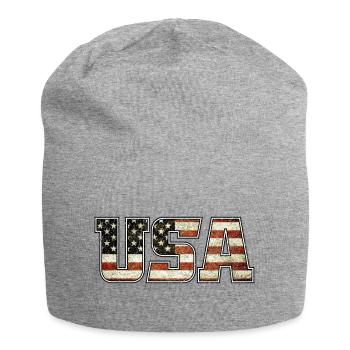 USA Typo Flag (oldstyle) - Jersey-Beanie - Grau meliert - Vorne