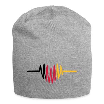 Deutschland Herz - Jersey-Beanie - Grau meliert - Vorne