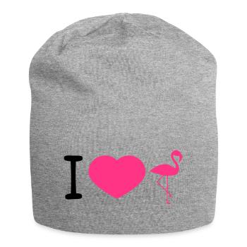 heart i love love silhouette outline flamingo clipa - Jersey Beanie - heather grey - Front