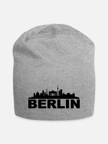 Skyline - Berlin Text - Jersey-Beanie - Grau meliert
