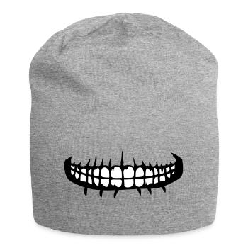 zaehne mund grinsen horror halloween gruselig boes - Jersey-Beanie - Grau meliert - Vorne