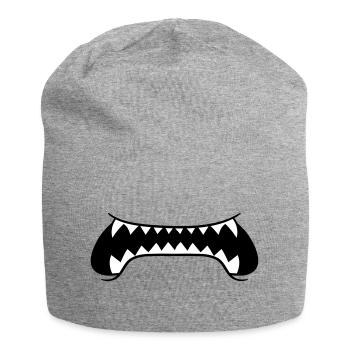 scharfe zaehne grosser mund fressen gefaehrlich bo - Jersey-Beanie - Grau meliert - Vorne