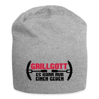 Grillgott - es kann nur einen geben - Jersey-Beanie - Grau meliert - Vorne