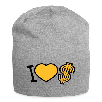 coeur dollar j'aime amour symbole signe argent riche - Bonnet en jersey - gris chiné - Devant