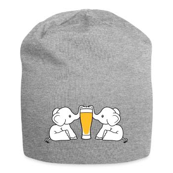 paar team 2 freunde crew alkohol elefant bier saug - Jersey-Beanie - Grau meliert - Vorne
