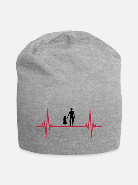 pouls cardiaque papa père et fille va - Bonnet en jersey - gris chiné