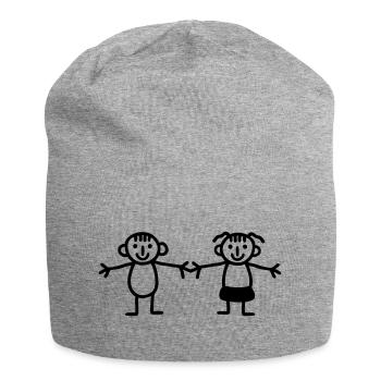 Kinder Mädchen Junge - Jersey-Beanie - Grau meliert - Vorne
