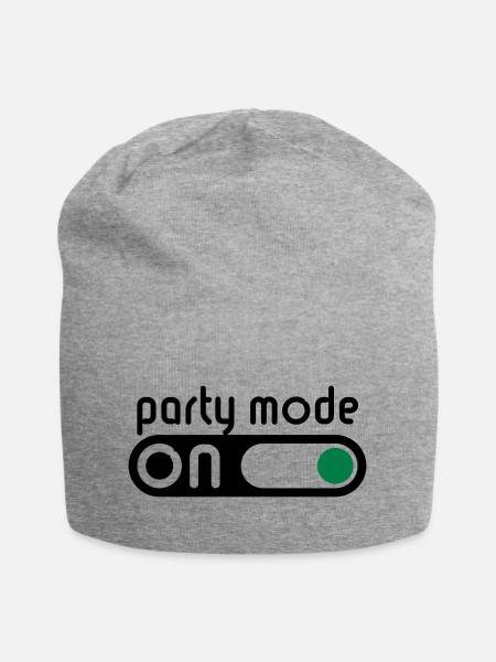 Party Mode On (Feiern / Schalter An) - Jersey-Beanie - Grau meliert