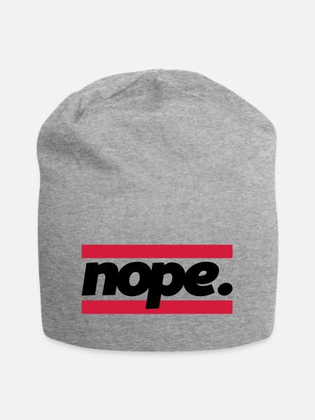 nope graphic - Jersey-Beanie - Grau meliert