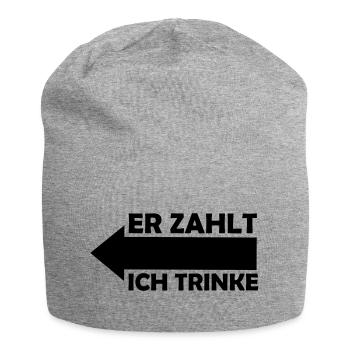 er_zahlt_ich_trinke_001 - Jersey-Beanie - Grau meliert - Vorne