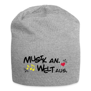 Musik an Welt aus - Jersey-Beanie - Grau meliert - Vorne
