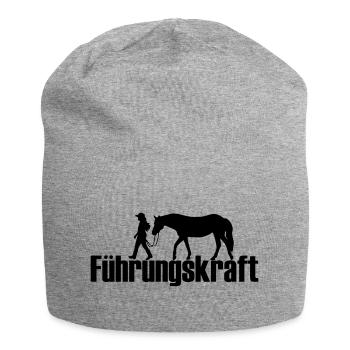 Führungskraft Shirt mit Pferdemotiv - Jersey-Beanie - Grau meliert - Vorne