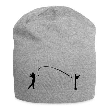 Joueur de golf frappe balle dans le trou fréquence cardiaque, cardio - Bonnet en jersey - gris chiné - Devant