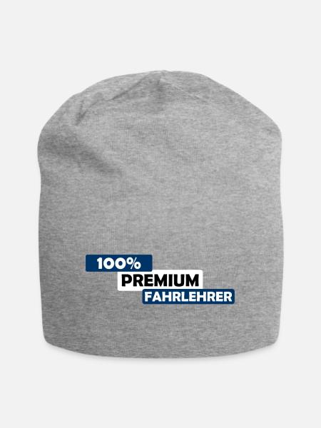 100% Premium Fahrlehrer - Fahrschule Führerschein - Jersey-Beanie - Grau meliert