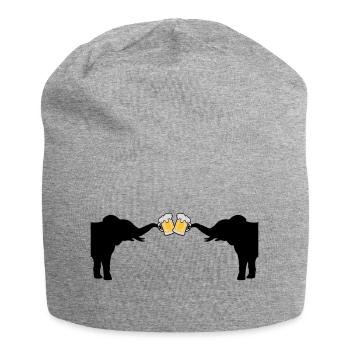 2 Elefanten Bier Anstoßen - Jersey-Beanie - Grau meliert - Vorne