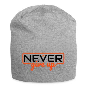 Niemals aufgeben - Jersey-Beanie - Grau meliert - Vorne